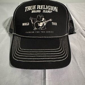 True Religion Black and White Graphic Trucker Hat
